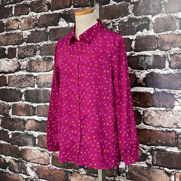 Yumi Shirt Long Sleeve Blouse Button Up Pink Size 2 / 4 - Picture 6 of 17